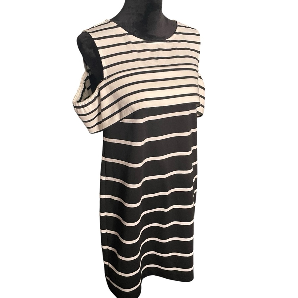 Vince Camuto black and white striped dress
